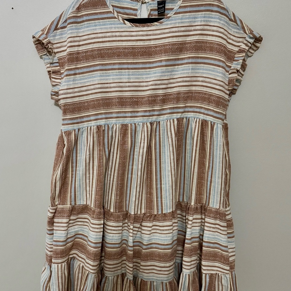 SHEIN Maternity Striped Round Neck Batwing Short Sleeve Dress |Size L|